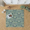 Pacific Sea Teal Damask Design Rug