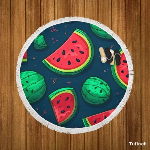 Painted Mini Love Watermelon Round Beach Towel