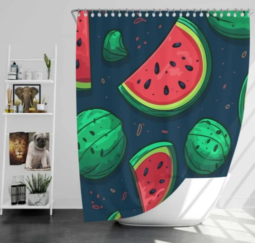 Painted Mini Love Watermelon Shower Curtain