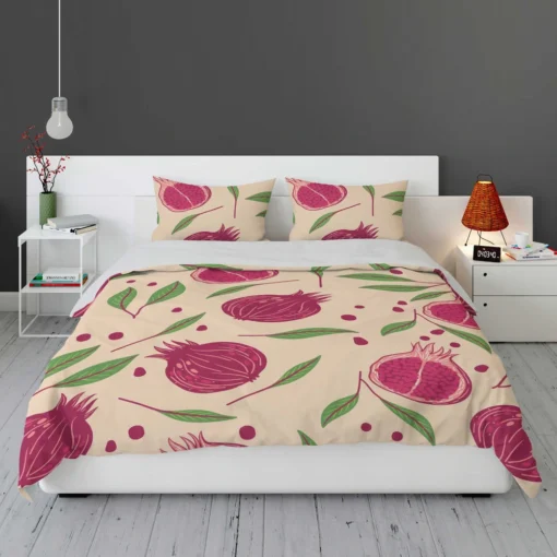 Painted Pomegranate Fruit Design Bedding Set 1