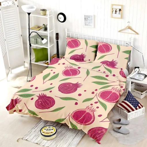 Painted Pomegranate Fruit Design Bedding Set