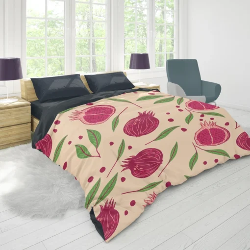 Painted Pomegranate Fruit Design Duvet Cover 1