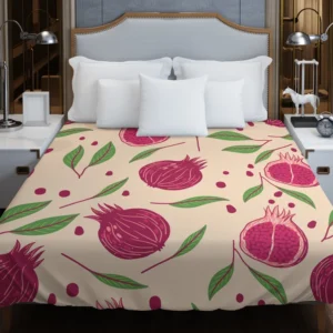 Painted Pomegranate Fruit Design Duvet Cover