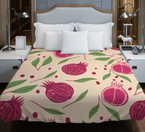 Painted Pomegranate Fruit Design Duvet Cover