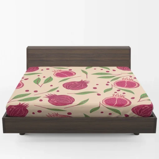 Painted Pomegranate Fruit Design Fitted Sheet 1