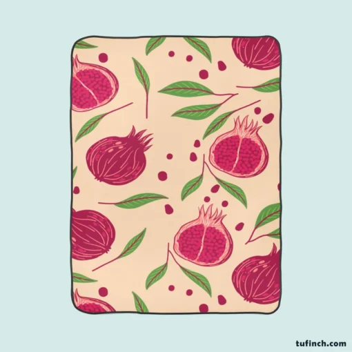 Painted Pomegranate Fruit Design Fleece Blanket 1