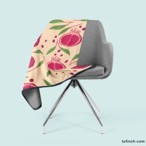 Painted Pomegranate Fruit Design Fleece Blanket 2