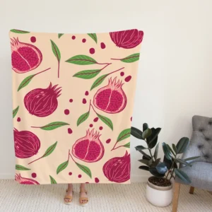 Painted Pomegranate Fruit Design Fleece Blanket