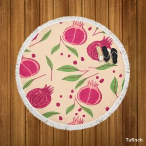 Painted Pomegranate Fruit Design Round Beach Towel