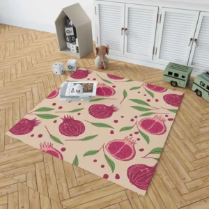 Painted Pomegranate Fruit Design Rug 1