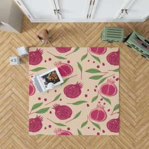 Painted Pomegranate Fruit Design Rug