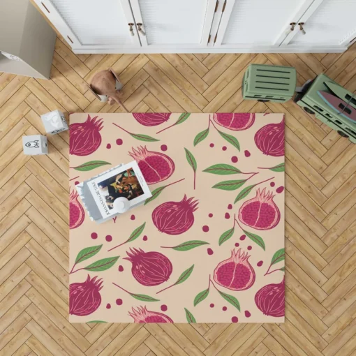 Painted Pomegranate Fruit Design Rug