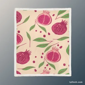 Painted Pomegranate Fruit Design Sherpa Fleece Blanket 1