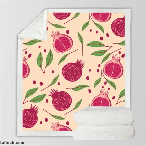 Painted Pomegranate Fruit Design Sherpa Fleece Blanket