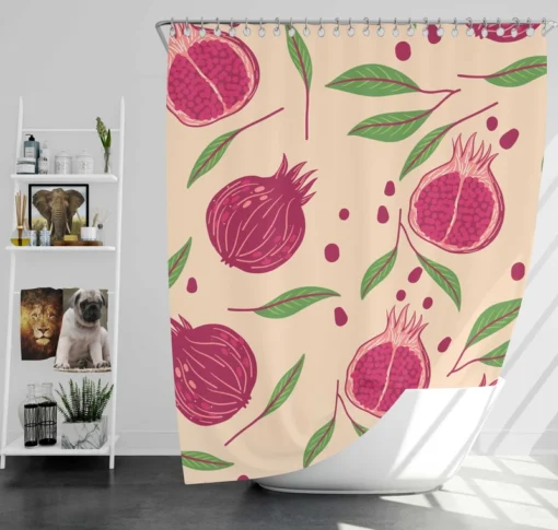 Painted Pomegranate Fruit Design Shower Curtain