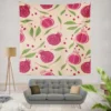 Painted Pomegranate Fruit Design Wall Tapestry