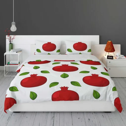 Painted Red Pomegranate Design Bedding Set 1