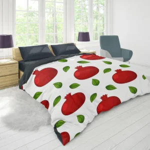 Painted Red Pomegranate Design Duvet Cover 1