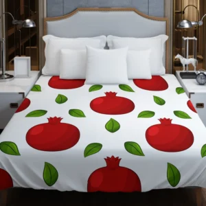 Painted Red Pomegranate Design Duvet Cover