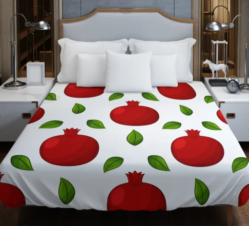 Painted Red Pomegranate Design Duvet Cover