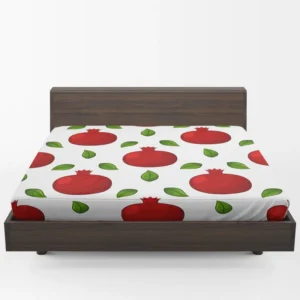 Painted Red Pomegranate Design Fitted Sheet 1