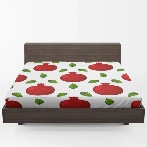 Painted Red Pomegranate Design Fitted Sheet 1