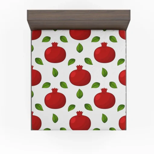 Painted Red Pomegranate Design Fitted Sheet