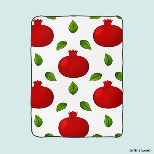 Painted Red Pomegranate Design Fleece Blanket 1