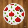 Painted Red Pomegranate Design Round Beach Towel