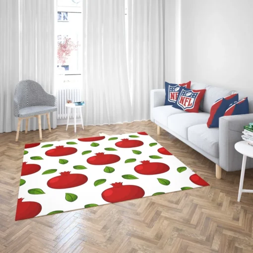 Painted Red Pomegranate Design Rug 2