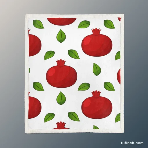 Painted Red Pomegranate Design Sherpa Fleece Blanket 1