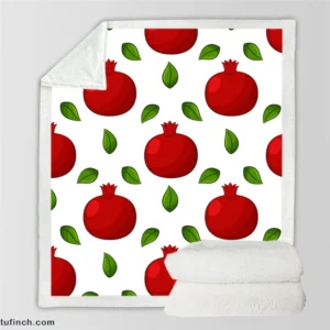 Painted Red Pomegranate Design Sherpa Fleece Blanket