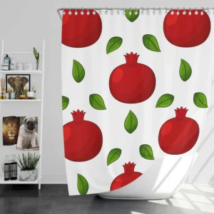 Painted Red Pomegranate Design Shower Curtain