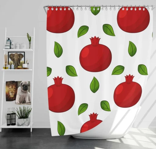 Painted Red Pomegranate Design Shower Curtain