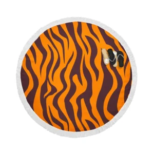 Painted Tiger Stripes Pattern Round Beach Towel