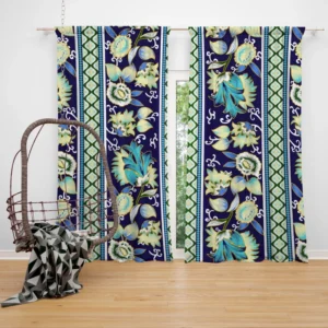 Paisley Border Floral Design Curtain