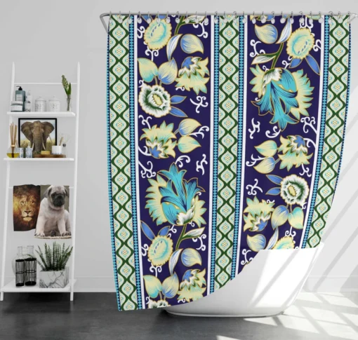 Paisley Border Floral Design Shower Curtain