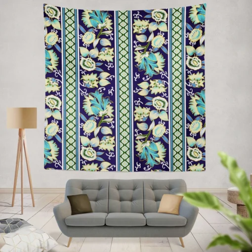 Paisley Border Floral Design Wall Tapestry