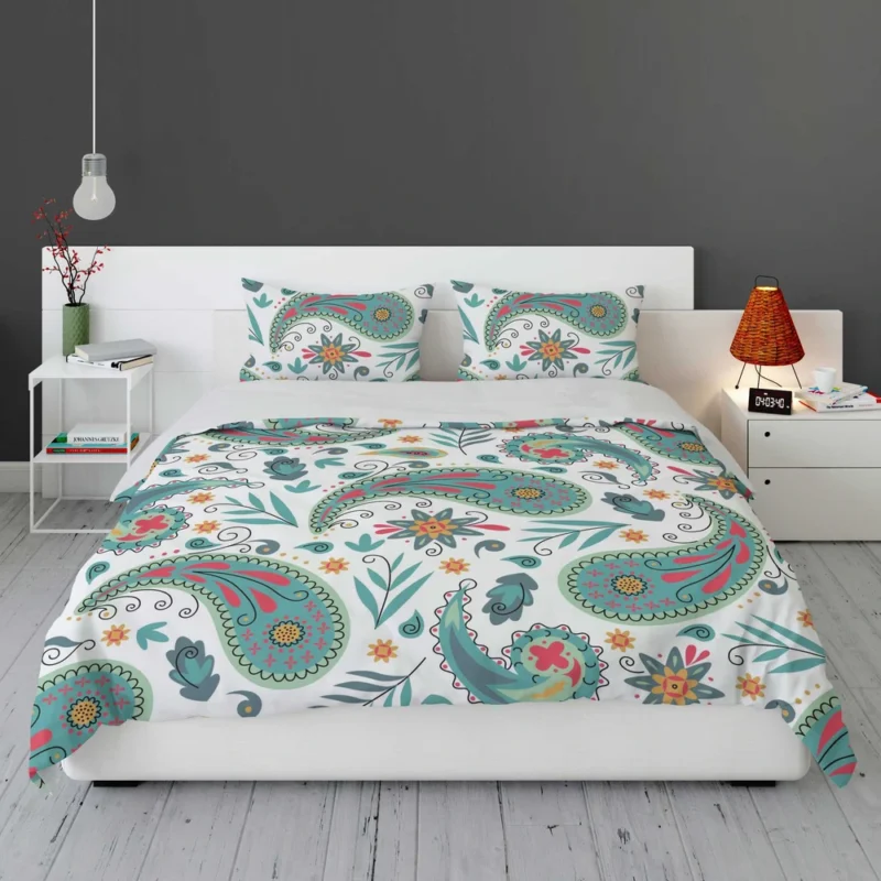 Paisley Floral Indian Folk Art Pattern Bedding Set 1