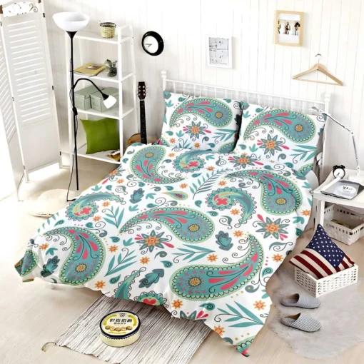 Paisley Floral Indian Folk Art Pattern Bedding Set