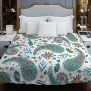 Paisley Floral Indian Folk Art Pattern Duvet Cover