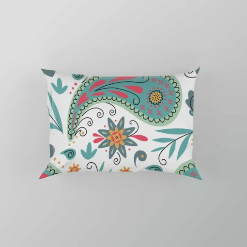 Paisley Floral Indian Folk Art Pattern Pillow Case