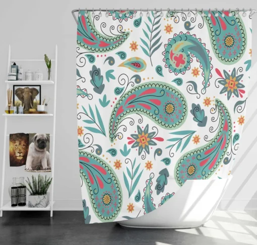 Paisley Floral Indian Folk Art Pattern Shower Curtain