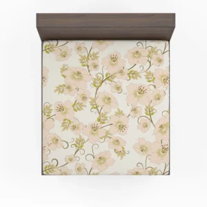 Pale Pink Flowers Spring Design Fitted Sheet