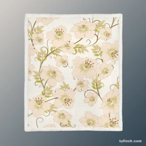 Pale Pink Flowers Spring Design Sherpa Fleece Blanket 1