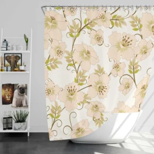 Pale Pink Flowers Spring Design Shower Curtain