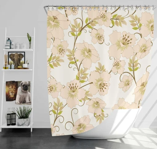 Pale Pink Flowers Spring Design Shower Curtain