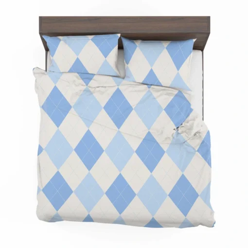 Pale Sky Blue Light Cornflower Blue Argyle Bedding Set 2