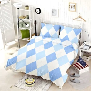 Pale Sky Blue Light Cornflower Blue Argyle Bedding Set