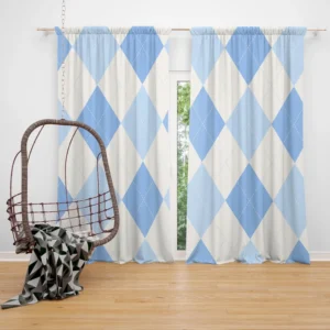 Pale Sky Blue Light Cornflower Blue Argyle Curtain